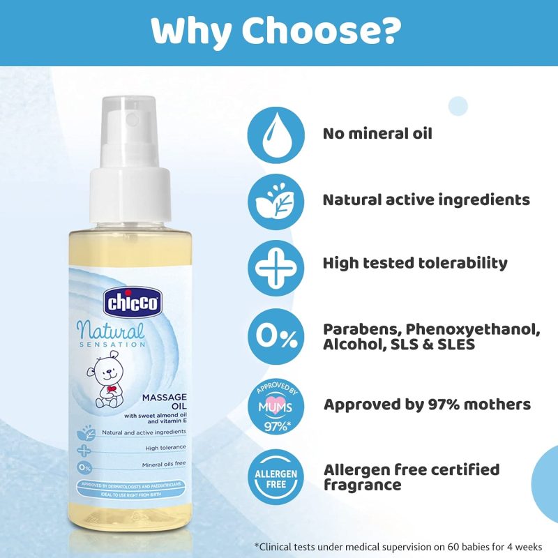 Chicco Natural Massage Oil 100MI ออยล์นวดผิวสำหรับเด็ก chicco