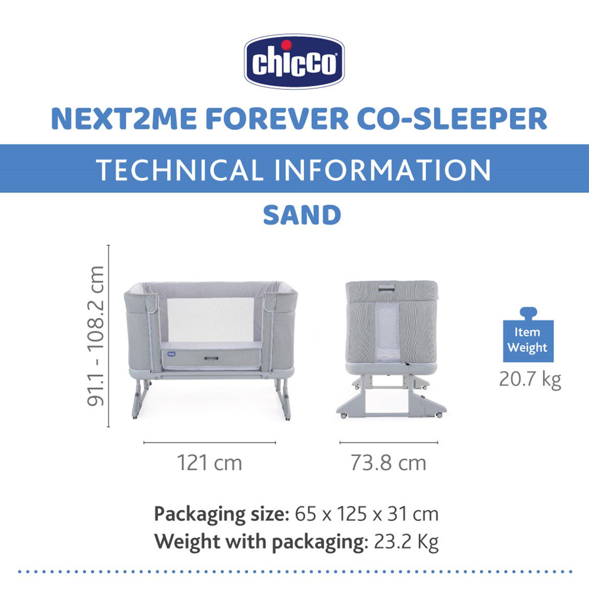 CHICCO NEXT2ME FOREVER CO SLEEPING SAND